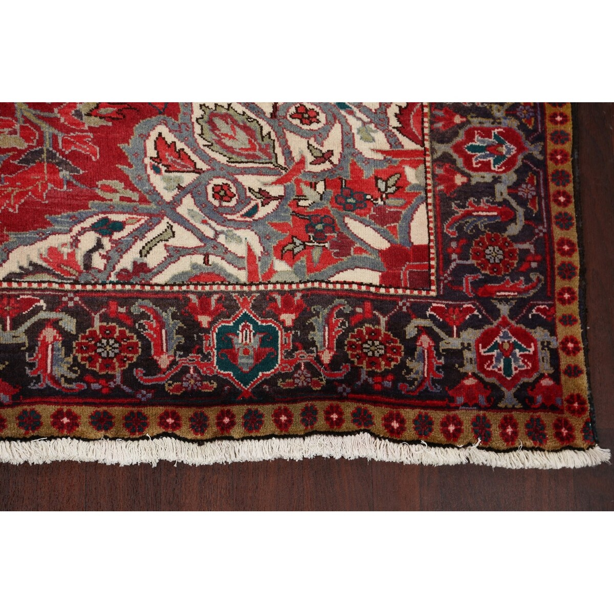 Floral Heriz Persian Area Rug Wool Hand-Knotted Living Room Carpet - 7'6" x 9'6"