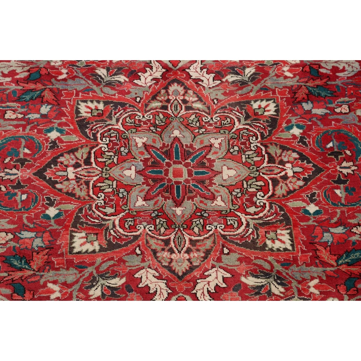 Floral Heriz Persian Area Rug Wool Hand-Knotted Living Room Carpet - 7'6" x 9'6"