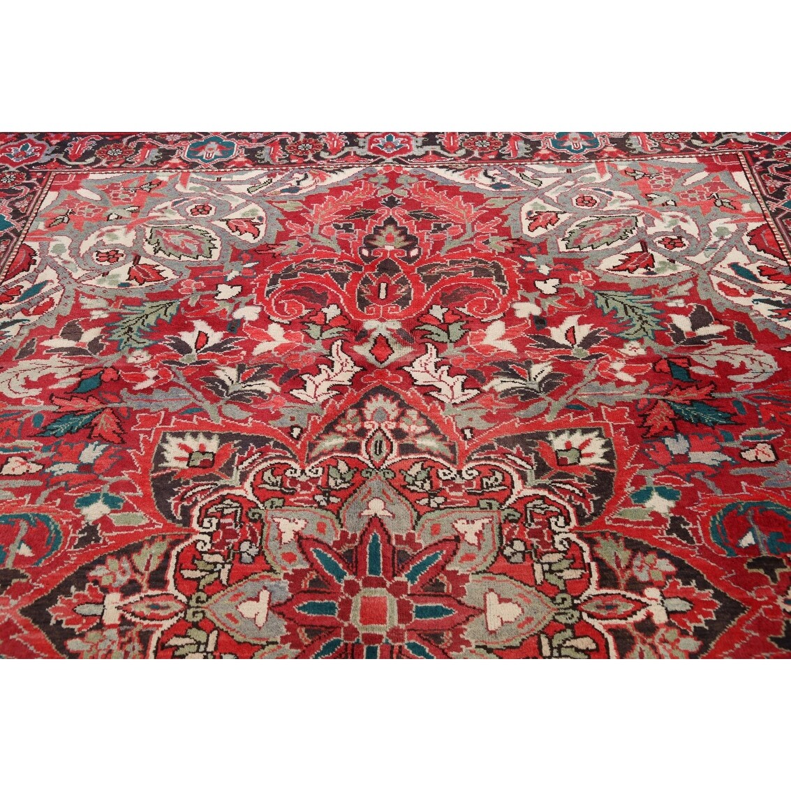 Floral Heriz Persian Area Rug Wool Hand-Knotted Living Room Carpet - 7'6" x 9'6"