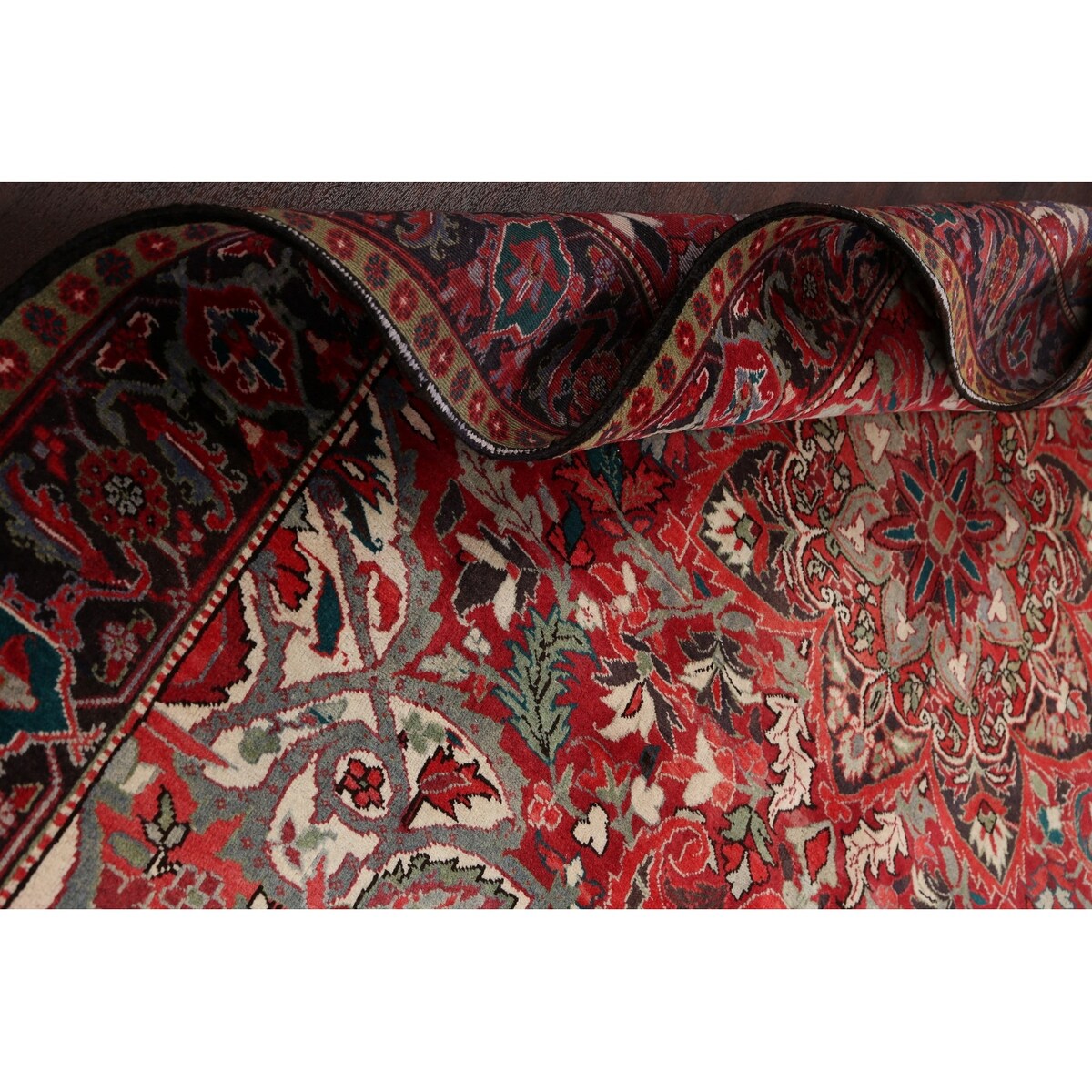 Floral Heriz Persian Area Rug Wool Hand-Knotted Living Room Carpet - 7'6" x 9'6"