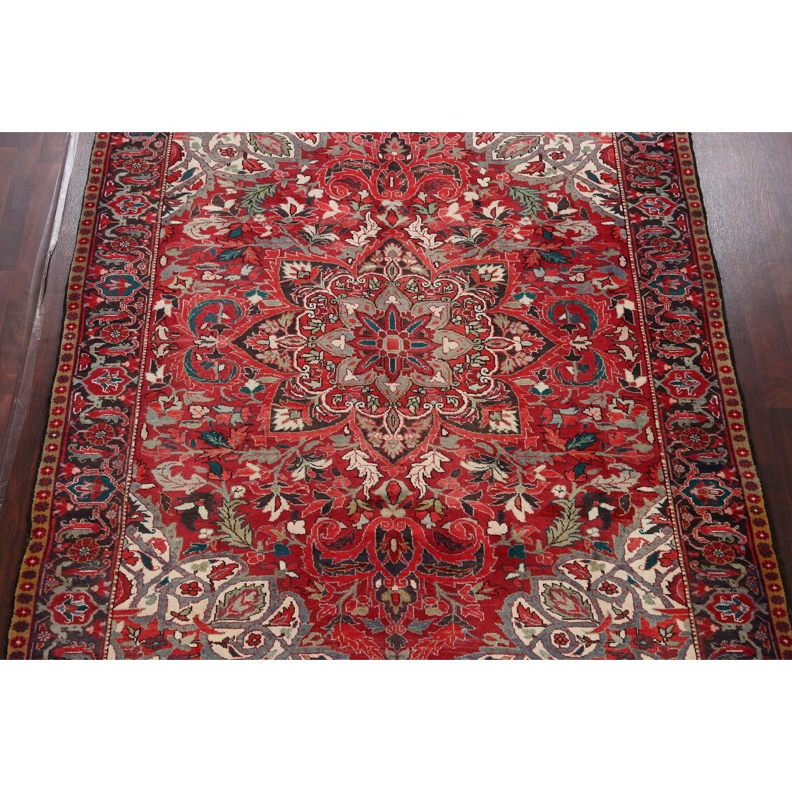Floral Heriz Persian Area Rug Wool Hand-Knotted Living Room Carpet - 7'6" x 9'6"