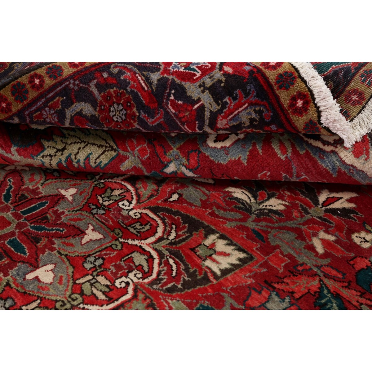 Floral Heriz Persian Area Rug Wool Hand-Knotted Living Room Carpet - 7'6" x 9'6"