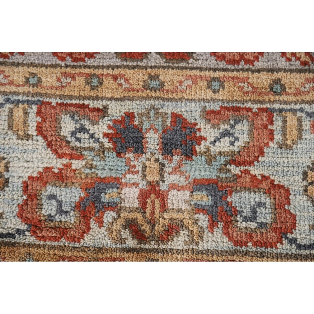 Floral Heriz Serapi Oriental Octagon Rug Handmade Wool Carpet - 6'0"x 5'9"