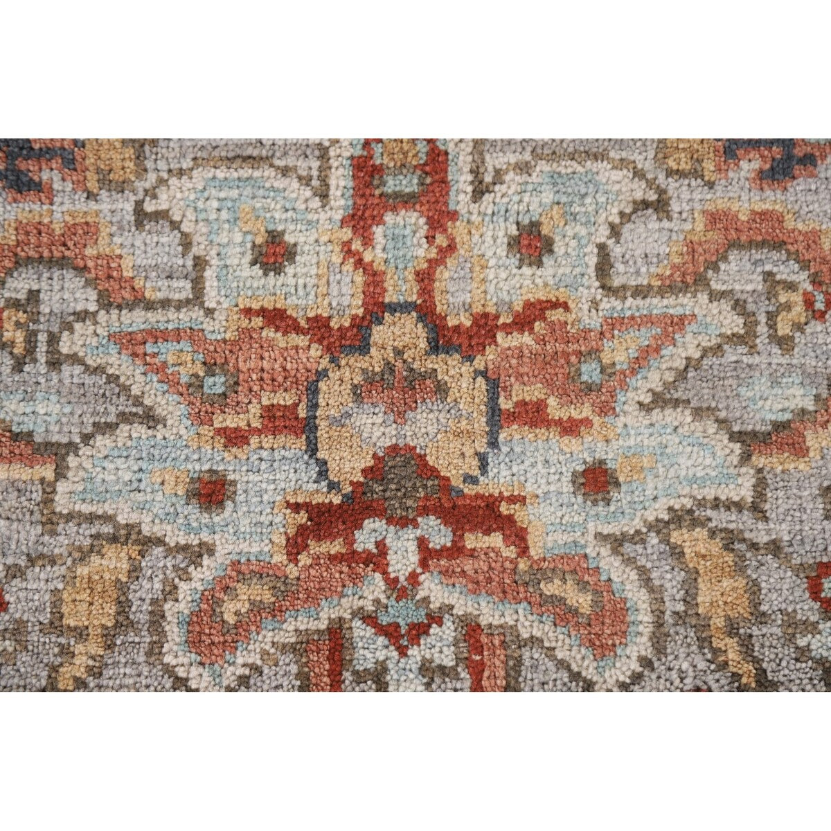 Floral Heriz Serapi Oriental Octagon Rug Handmade Wool Carpet - 6'0"x 5'9"
