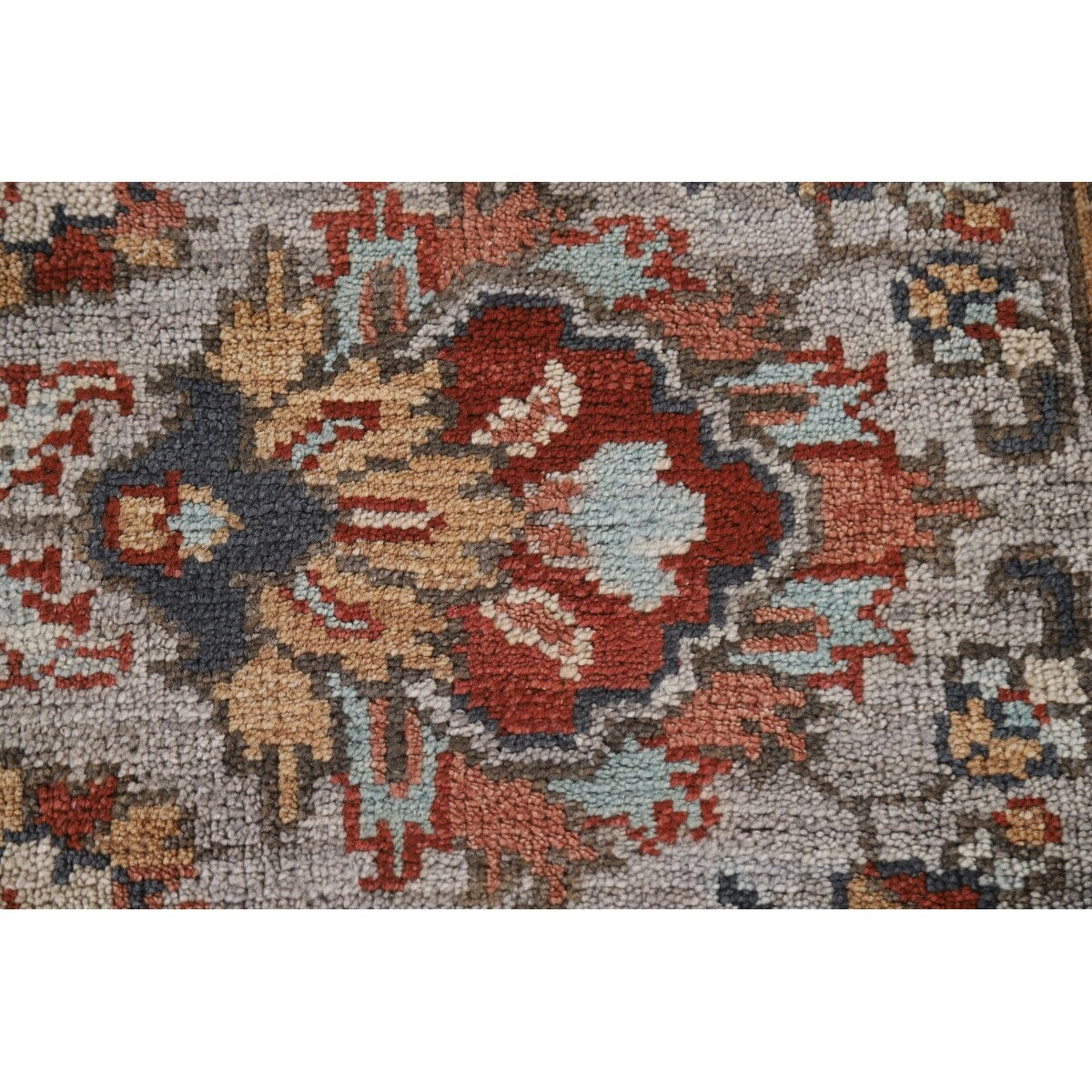 Floral Heriz Serapi Oriental Octagon Rug Handmade Wool Carpet - 6'0"x 5'9"