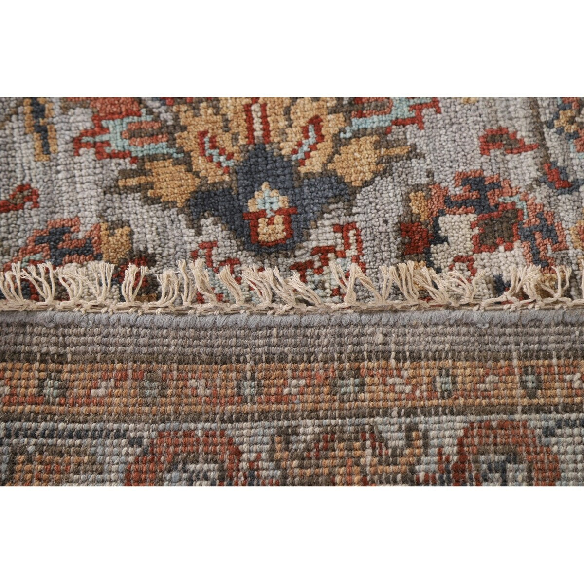 Floral Heriz Serapi Oriental Octagon Rug Handmade Wool Carpet - 6'0"x 5'9"
