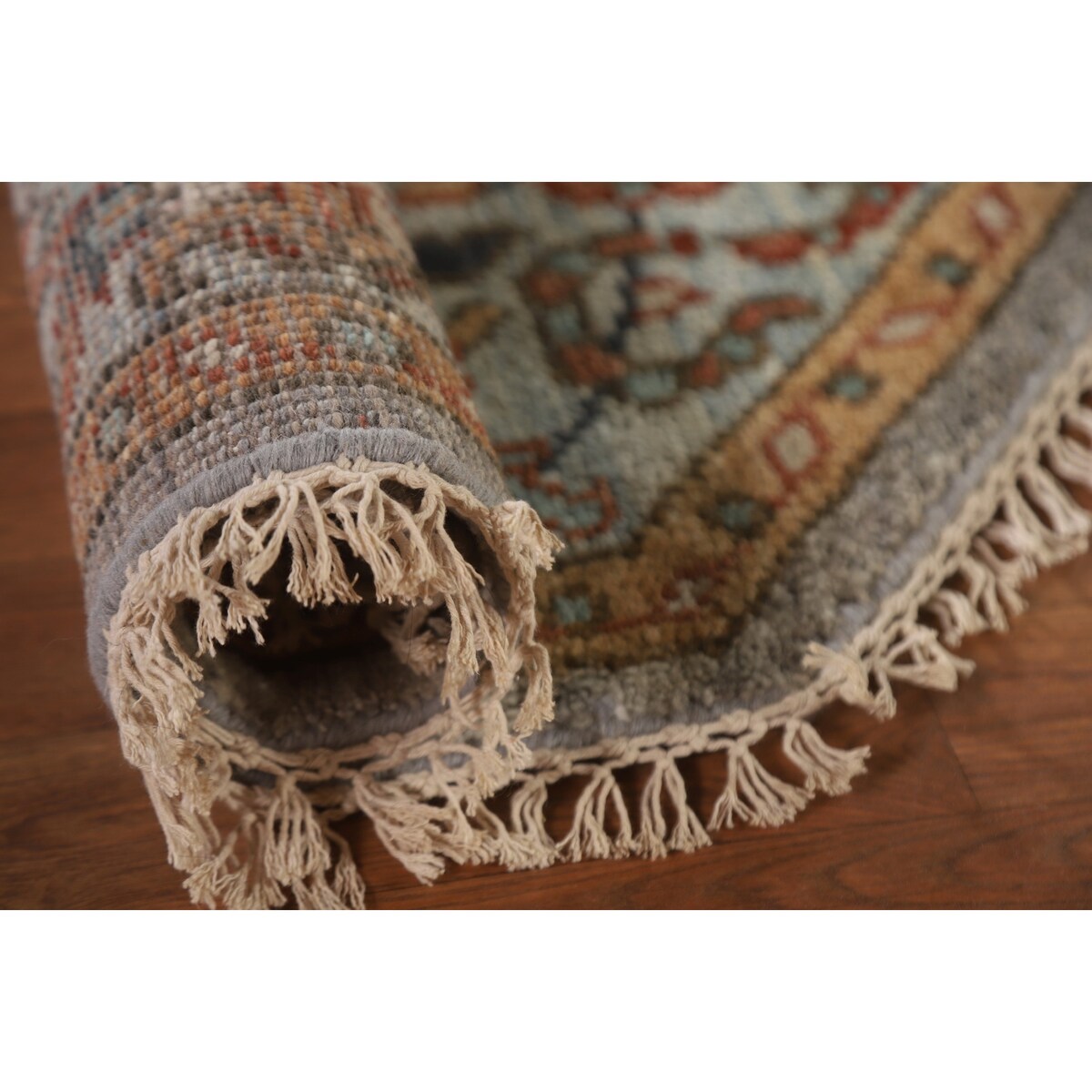 Floral Heriz Serapi Oriental Octagon Rug Handmade Wool Carpet - 6'0"x 5'9"