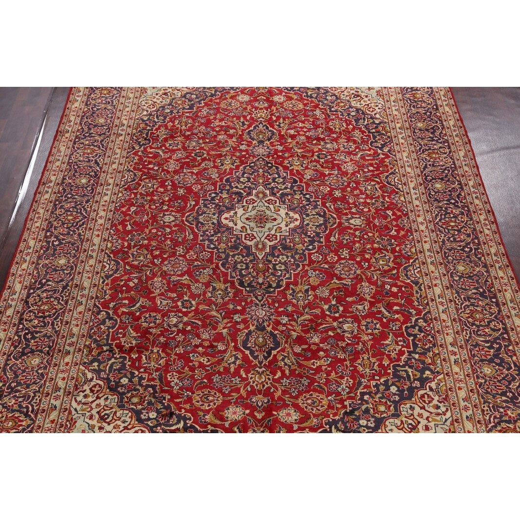 Floral Kashan Persian Traditional Area Rug Hand-knotted Wool Carpet - 9'10" x 13'4"