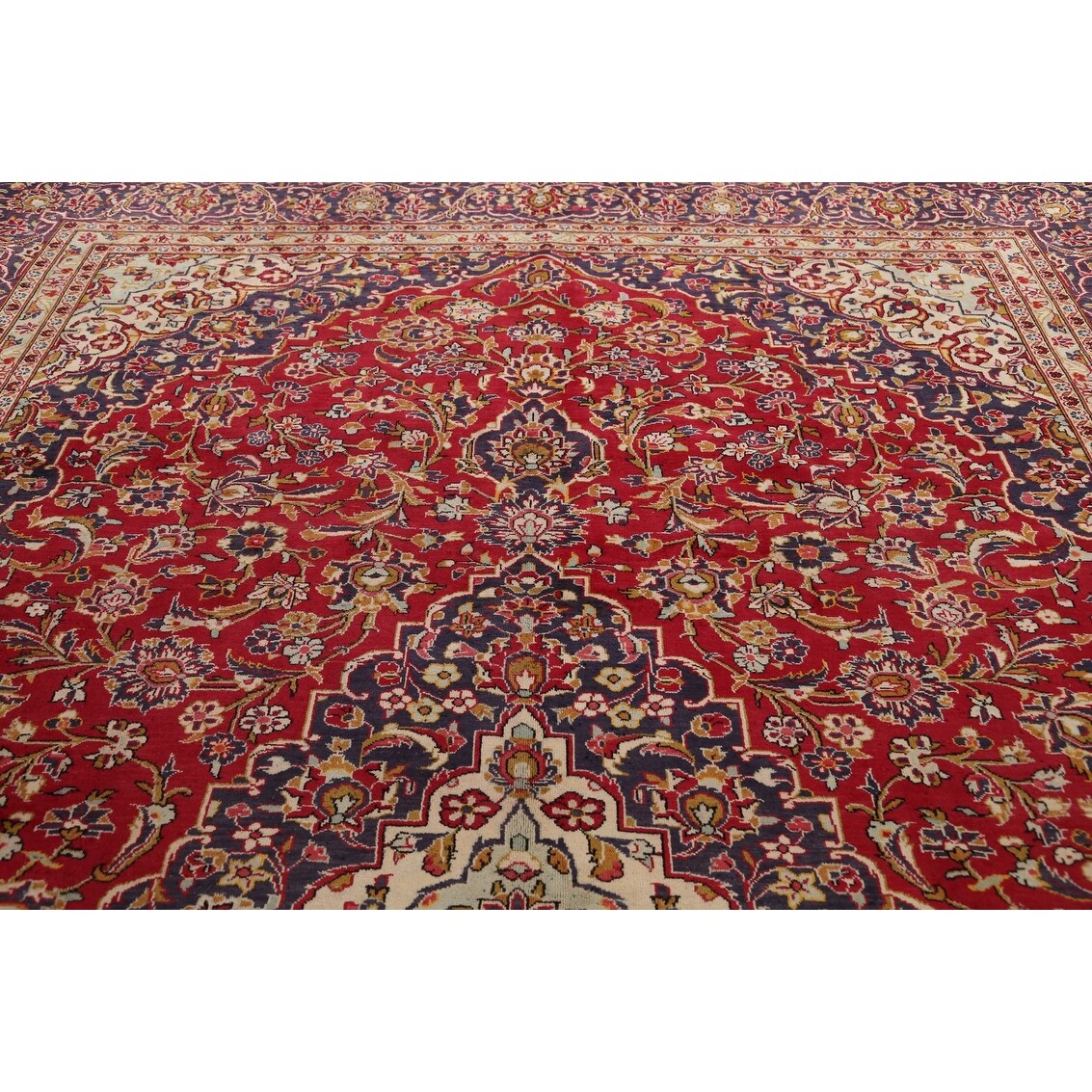Floral Kashan Persian Traditional Area Rug Hand-knotted Wool Carpet - 9'10" x 13'4"