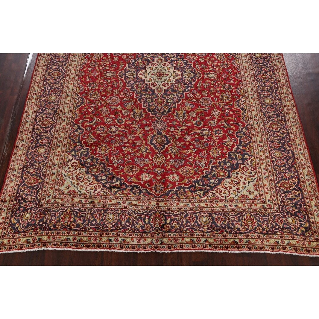 Floral Kashan Persian Traditional Area Rug Hand-knotted Wool Carpet - 9'10" x 13'4"