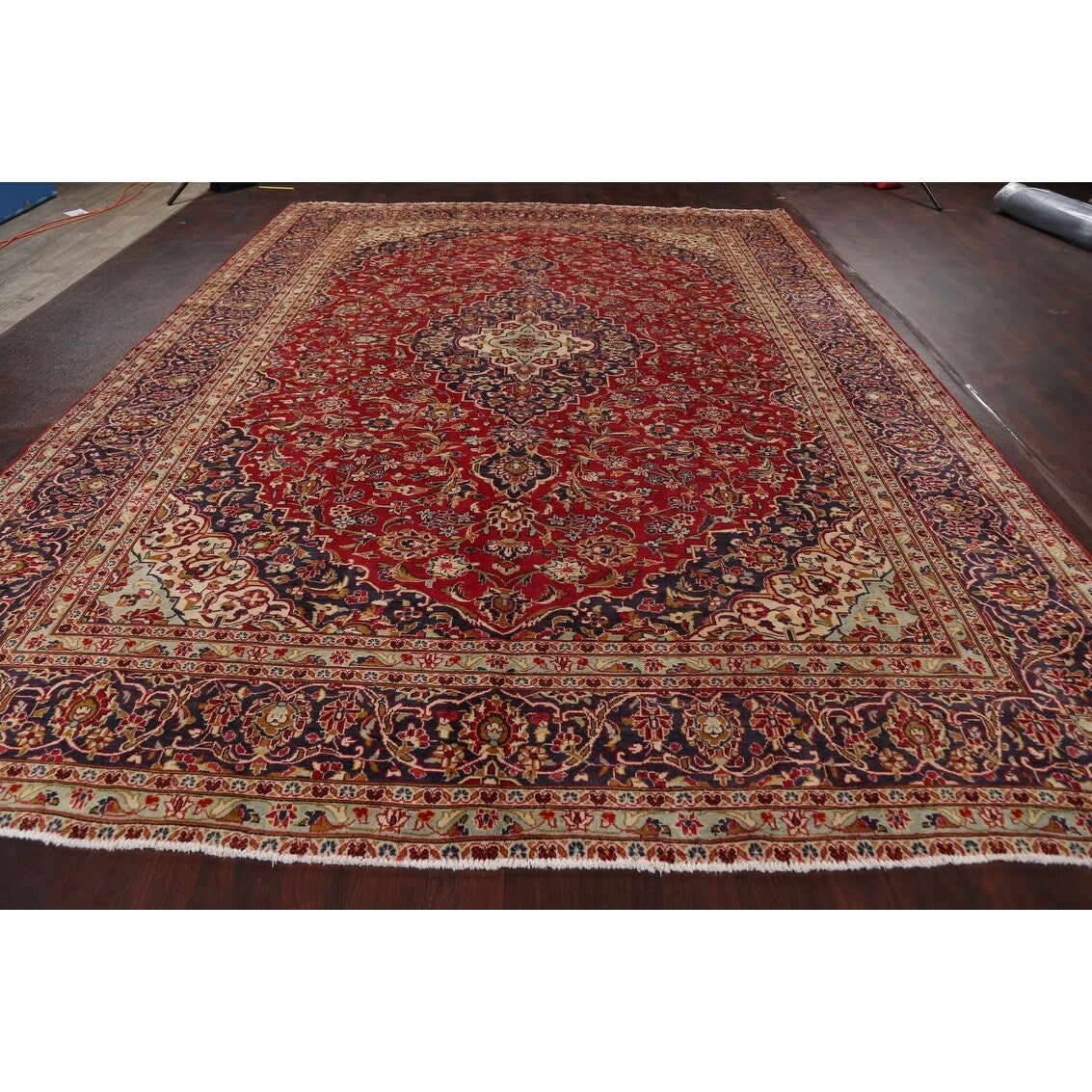 Floral Kashan Persian Traditional Area Rug Hand-knotted Wool Carpet - 9'10" x 13'4"