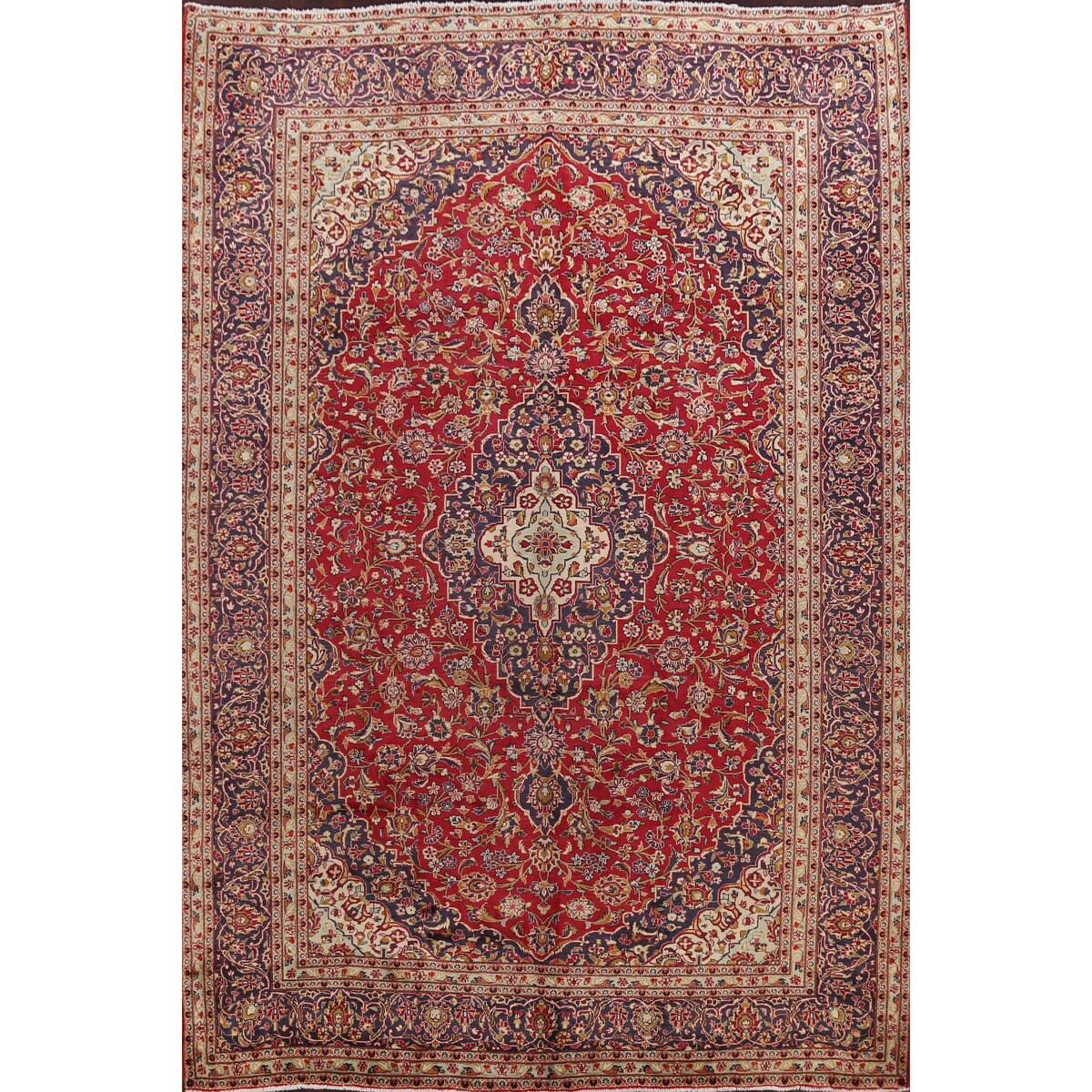 Floral Kashan Persian Traditional Area Rug Hand-knotted Wool Carpet - 9'10" x 13'4"