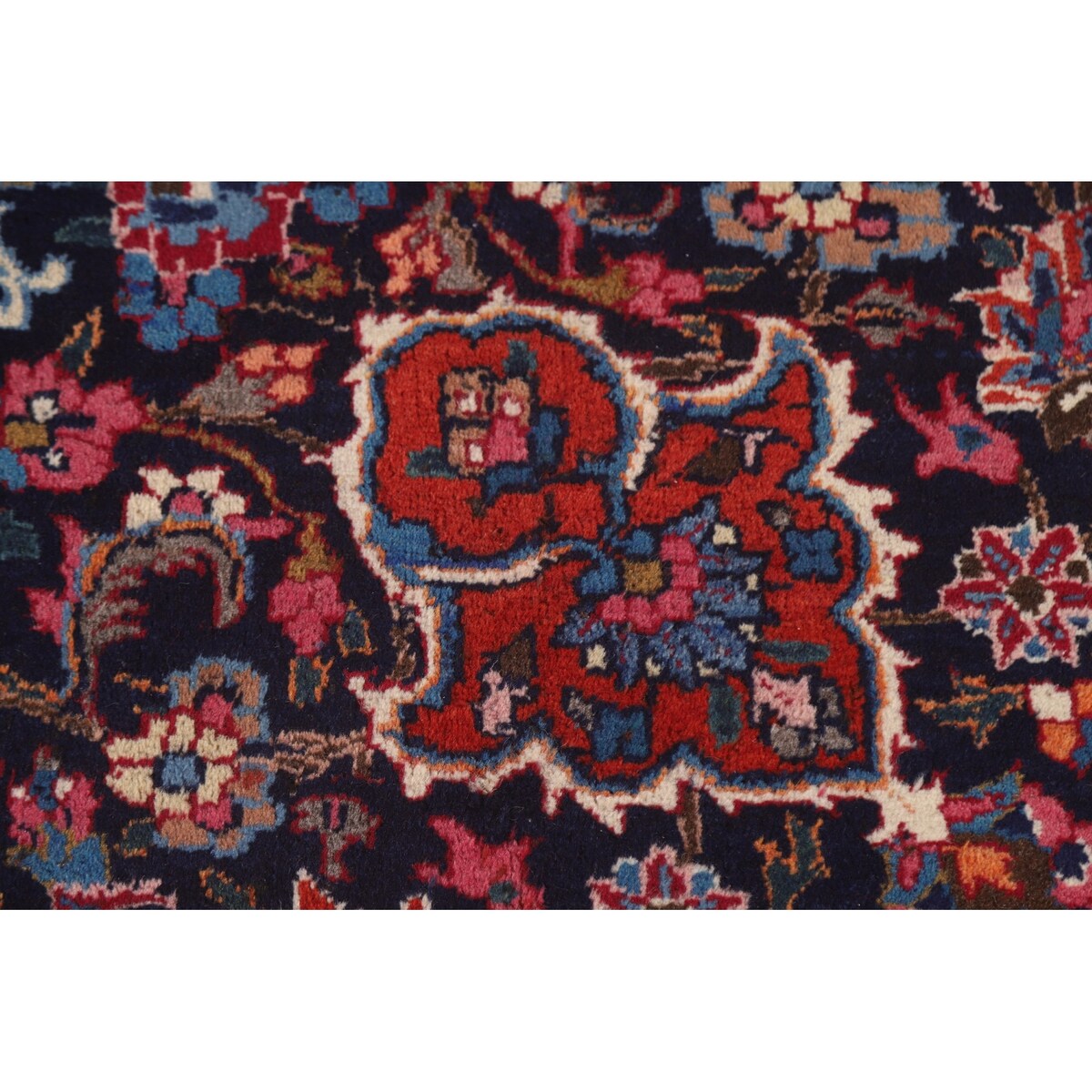 Floral Mashad Persian Large Vintage Rug Handmade Wool Carpet - 10'3" x 15'10"