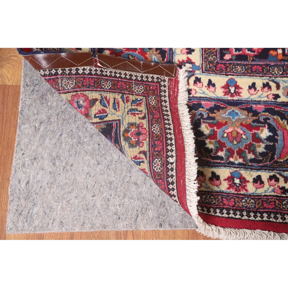 Floral Mashad Persian Large Vintage Rug Handmade Wool Carpet - 10'3" x 15'10"