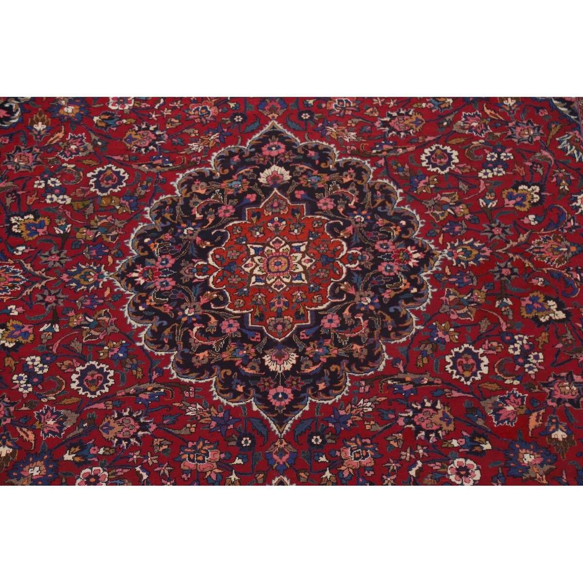 Floral Mashad Persian Large Vintage Rug Handmade Wool Carpet - 10'3" x 15'10"
