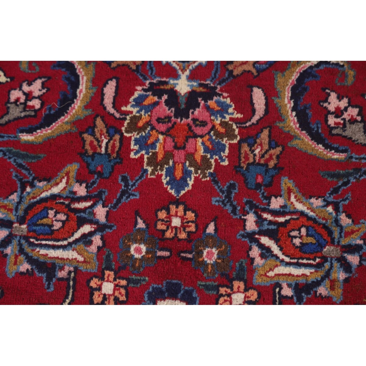 Floral Mashad Persian Large Vintage Rug Handmade Wool Carpet - 10'3" x 15'10"