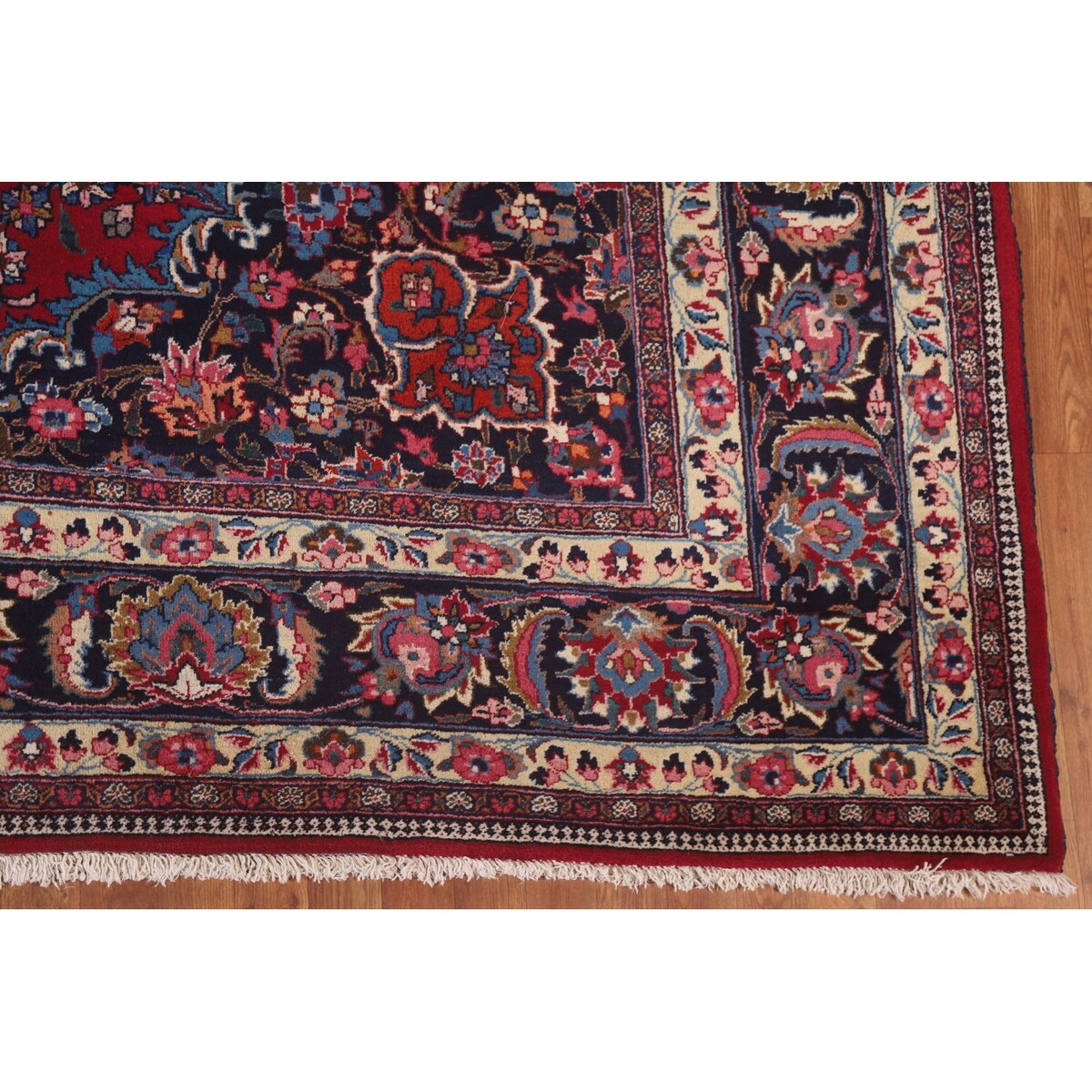 Floral Mashad Persian Large Vintage Rug Handmade Wool Carpet - 10'3" x 15'10"