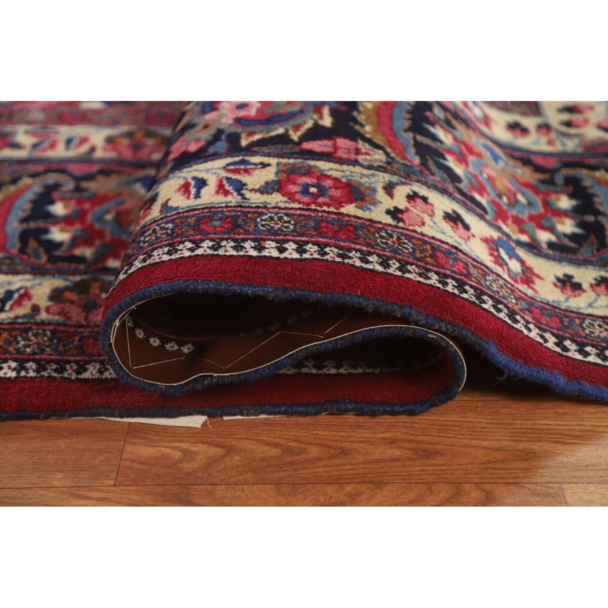 Floral Mashad Persian Large Vintage Rug Handmade Wool Carpet - 10'3" x 15'10"