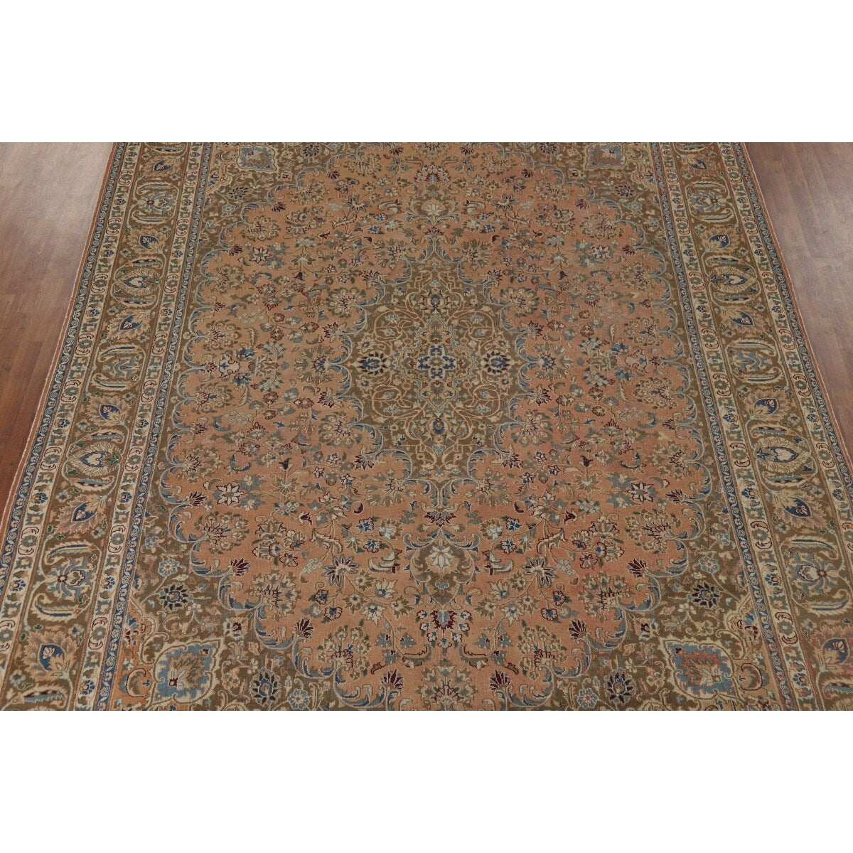 Floral Mashad Vintage Persian Rug Handmade Traditional Wool Carpet - 9'7" x 12'8"
