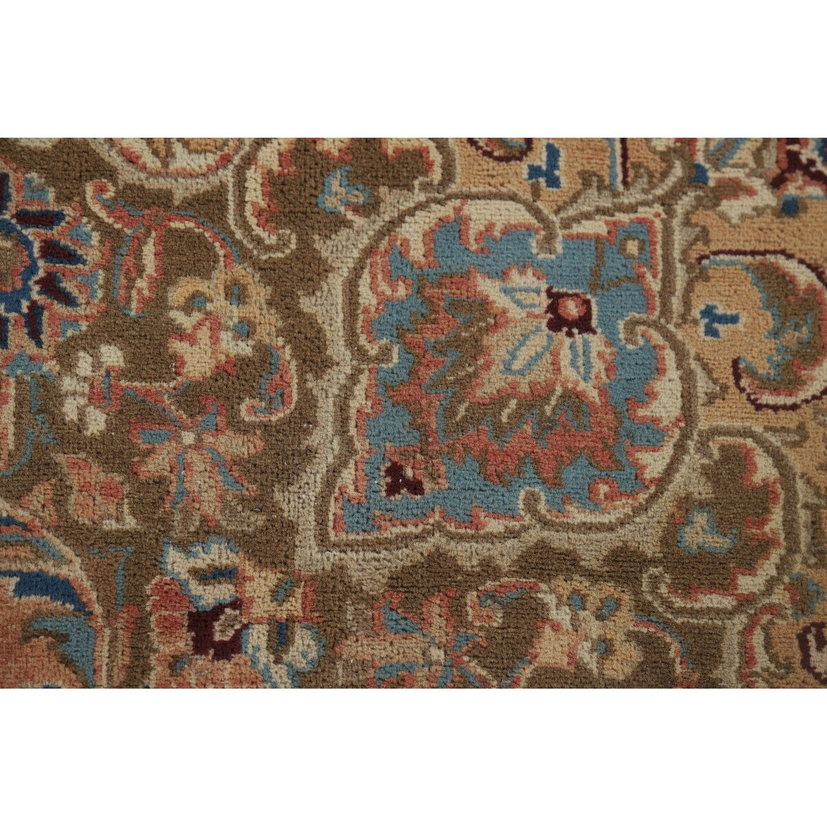 Floral Mashad Vintage Persian Rug Handmade Traditional Wool Carpet - 9'7" x 12'8"
