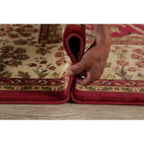 Floral Oriental All-Over Area Rug Aubusson Red Ivory Decorative Carpet - 7'11" x 9'10"