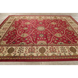 Floral Oriental All-Over Area Rug Aubusson Red Ivory Decorative Carpet - 7'11" x 9'10"