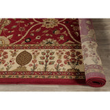 Floral Oriental All-Over Area Rug Aubusson Red Ivory Decorative Carpet - 7'11" x 9'10"