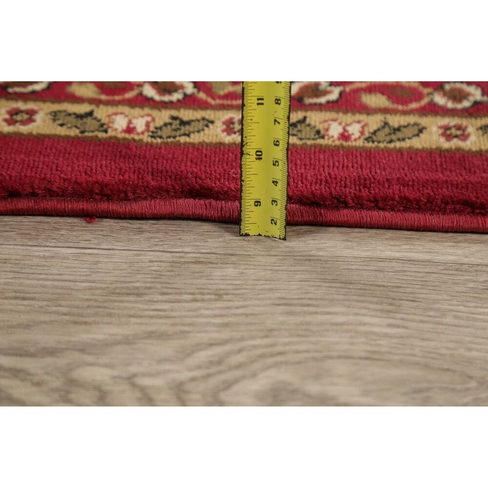 Floral Oriental All-Over Area Rug Aubusson Red Ivory Decorative Carpet - 7'11" x 9'10"