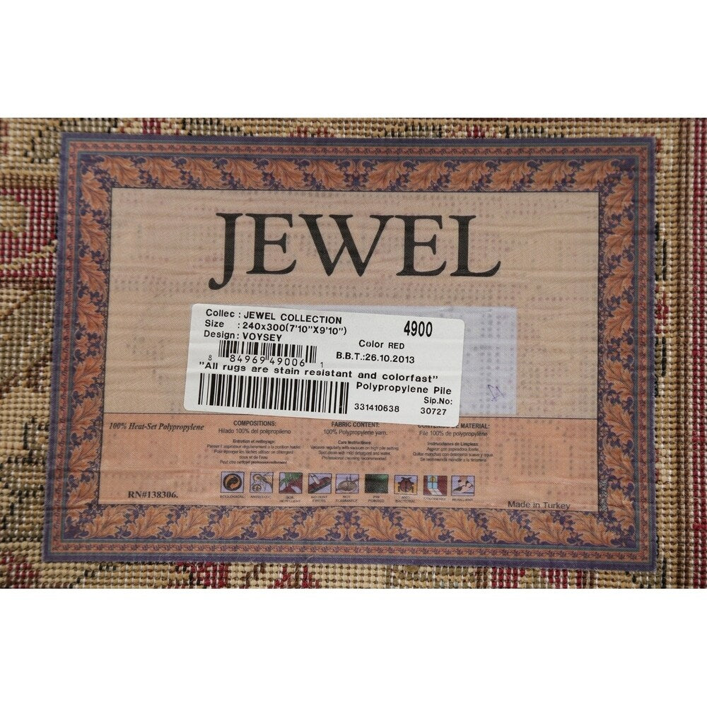 Floral Oriental All-Over Area Rug Aubusson Red Ivory Decorative Carpet - 7'11" x 9'10"