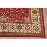 Floral Oriental All-Over Area Rug Aubusson Red Ivory Decorative Carpet - 7'11" x 9'10"