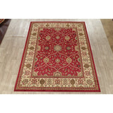 Floral Oriental All-Over Area Rug Aubusson Red Ivory Decorative Carpet - 7'11" x 9'10"