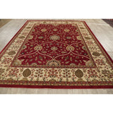 Floral Oriental All-Over Area Rug Aubusson Red Ivory Decorative Carpet - 7'11" x 9'10"