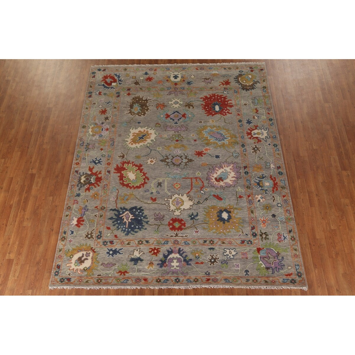 Floral Oushak Area Rug Handmade Wool Carpet - 8'0" x 9'10"