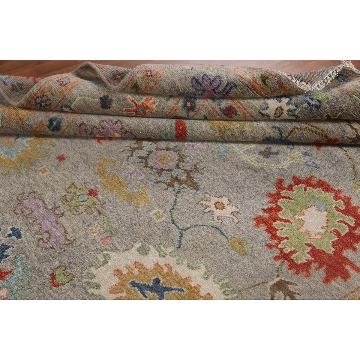 Floral Oushak Area Rug Handmade Wool Carpet - 8'0" x 9'10"