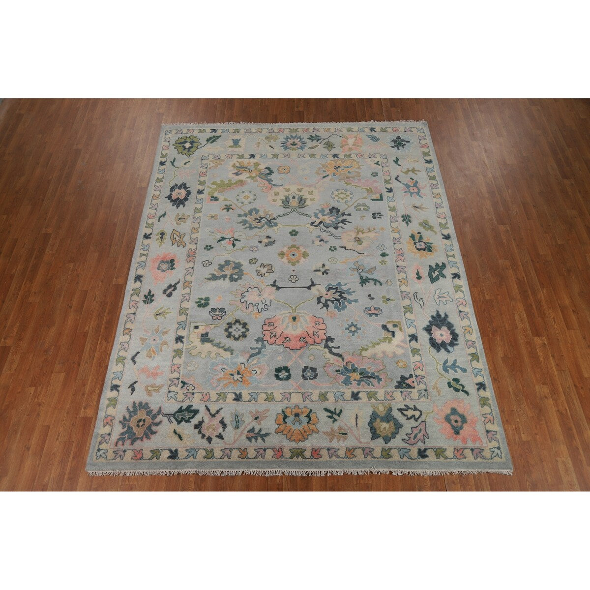 Floral Oushak Indian Area Rug Handmade Wool Carpet - 8'1" x 10'2"