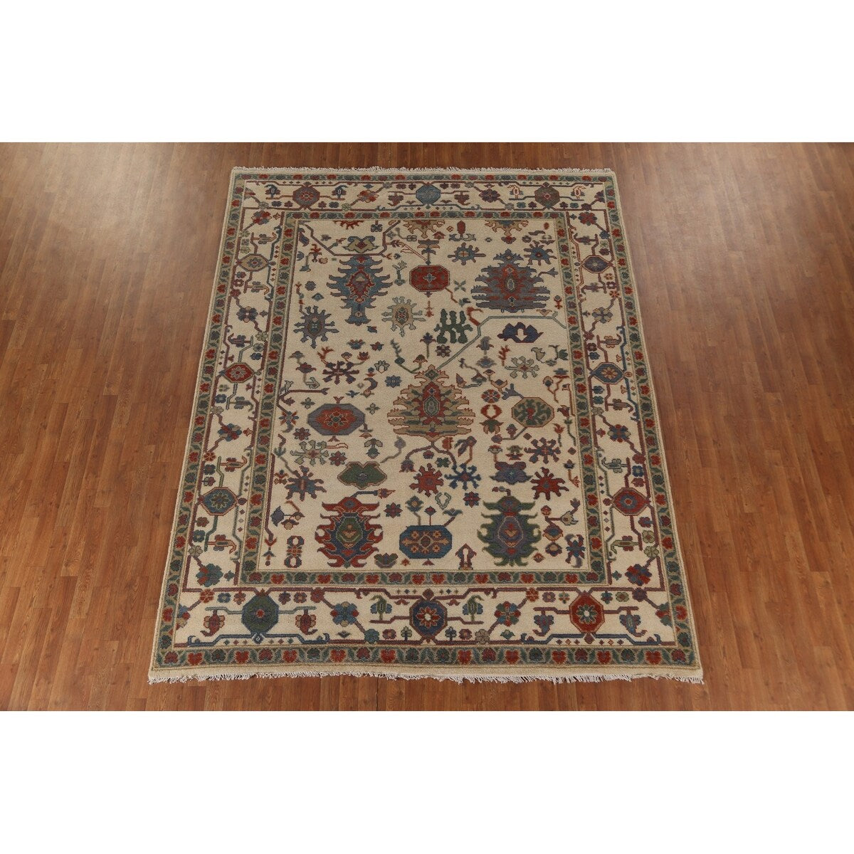 Floral Oushak Indian Area Rug Handmade Wool Carpet - 8'0"x 10'3"