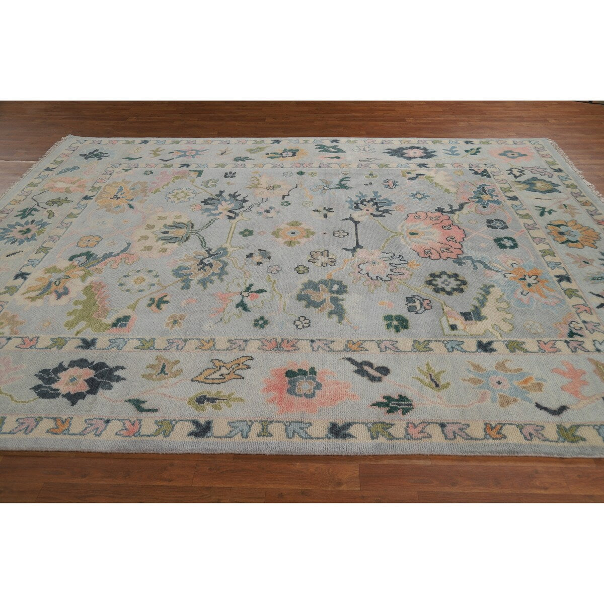 Floral Oushak Indian Area Rug Handmade Wool Carpet - 8'1" x 10'2"