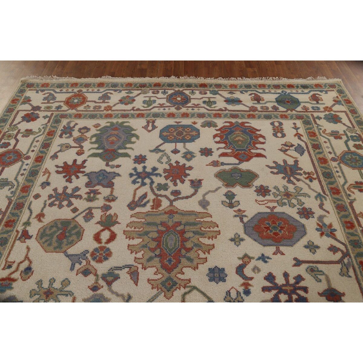 Floral Oushak Indian Area Rug Handmade Wool Carpet - 8'0"x 10'3"