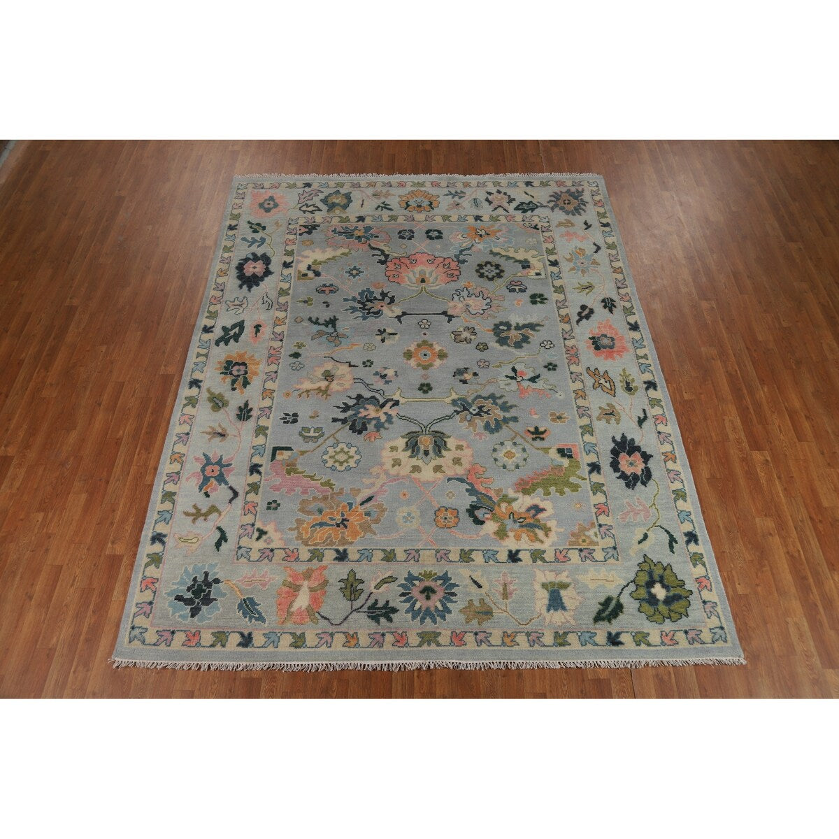 Floral Oushak Indian Area Rug Handmade Wool Carpet - 8'1" x 10'2"