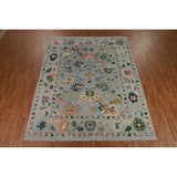 Floral Oushak Indian Area Rug Handmade Wool Carpet - 8'1" x 10'2"