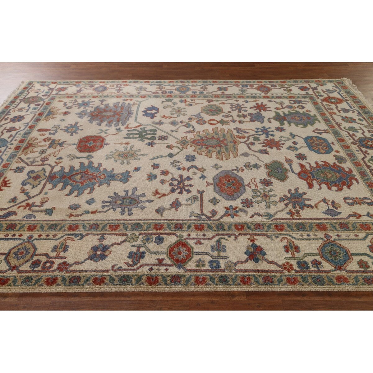 Floral Oushak Indian Area Rug Handmade Wool Carpet - 8'0"x 10'3"