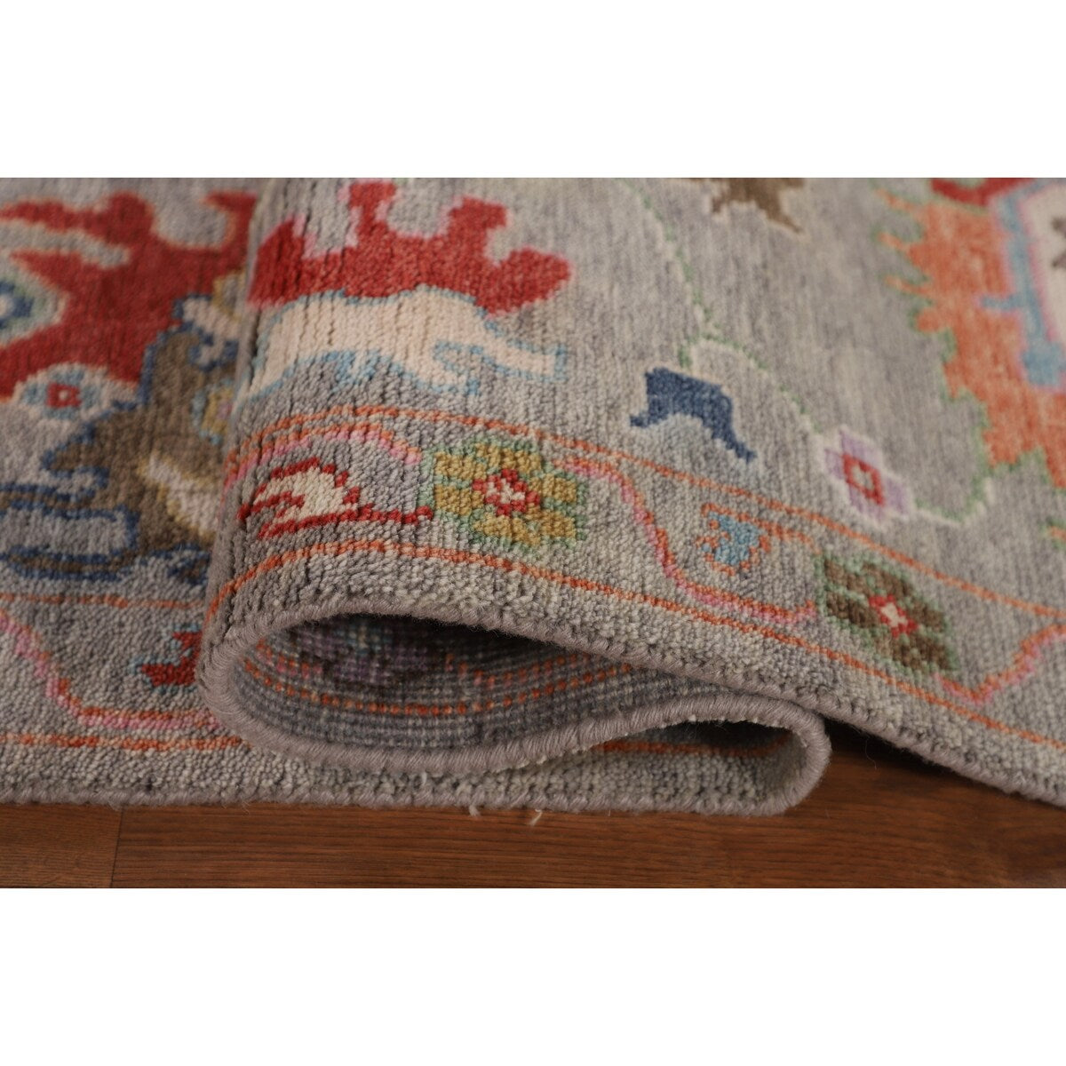 Floral Oushak Oriental Area Rug Hand-Knotted Wool Carpet - 9'1" x 11'9"