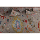 Floral Oushak Oriental Area Rug Hand-Knotted Wool Carpet - 9'1" x 11'9"