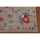 Floral Oushak Oriental Area Rug Hand-Knotted Wool Carpet - 9'1" x 11'9"