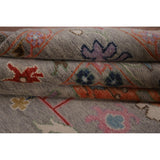 Floral Oushak Oriental Area Rug Hand-Knotted Wool Carpet - 9'1" x 11'9"