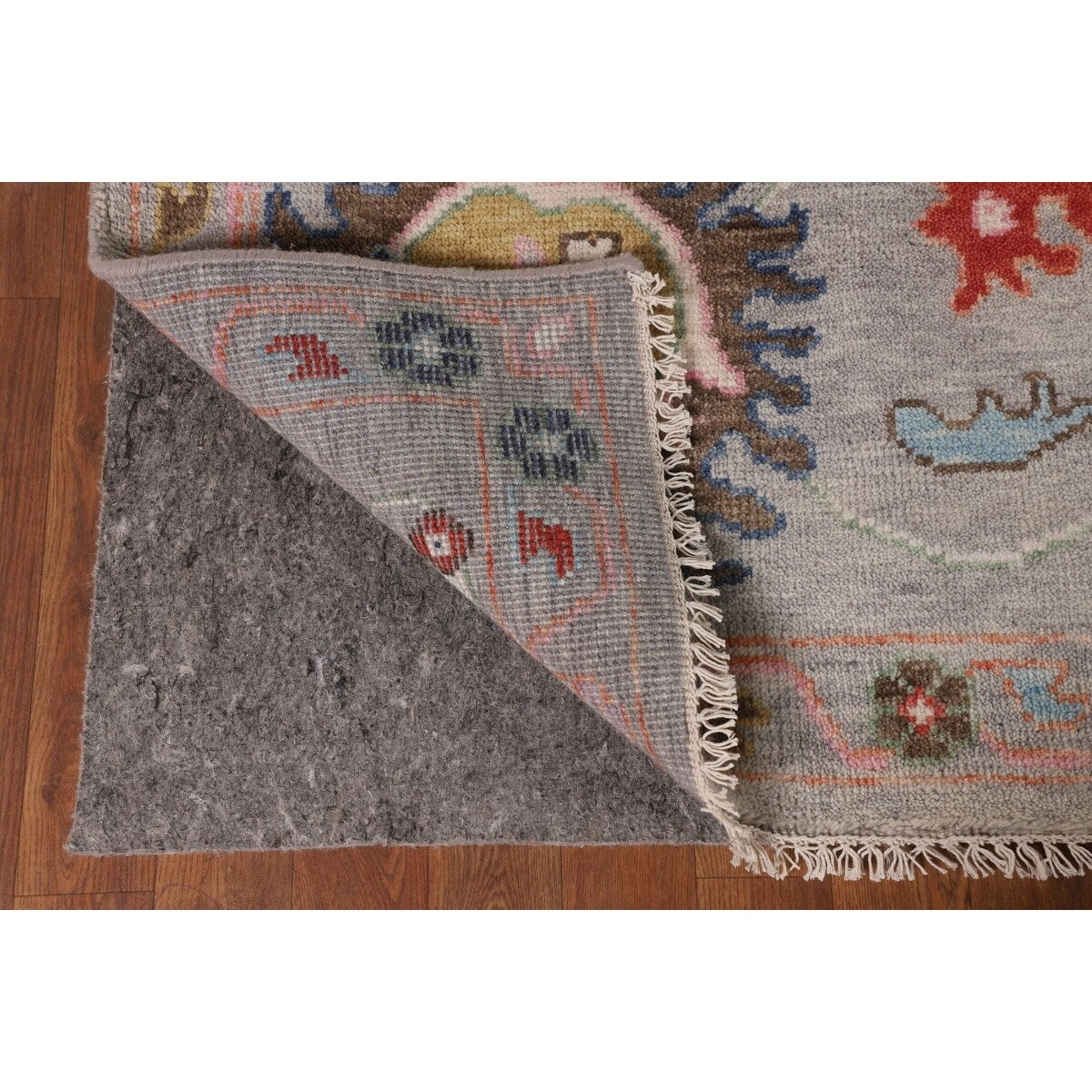Floral Oushak Oriental Area Rug Hand-Knotted Wool Carpet - 9'1" x 11'9"