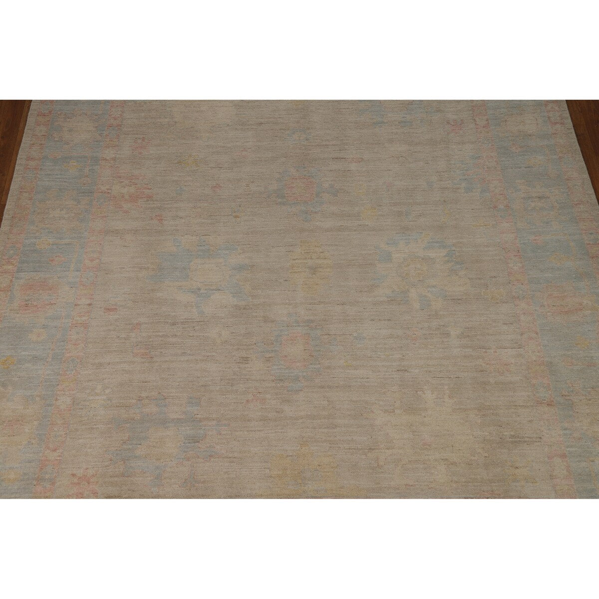 Floral Oushak Turkish Area Rug Handmade Vegetable Dye Wool Carpet - 8'0"x 9'9"