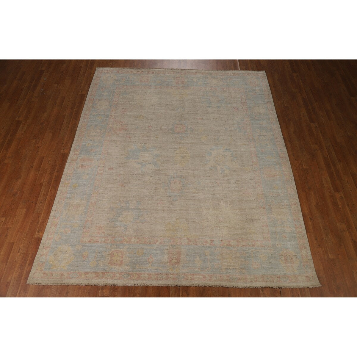 Floral Oushak Turkish Area Rug Handmade Vegetable Dye Wool Carpet - 8'0"x 9'9"