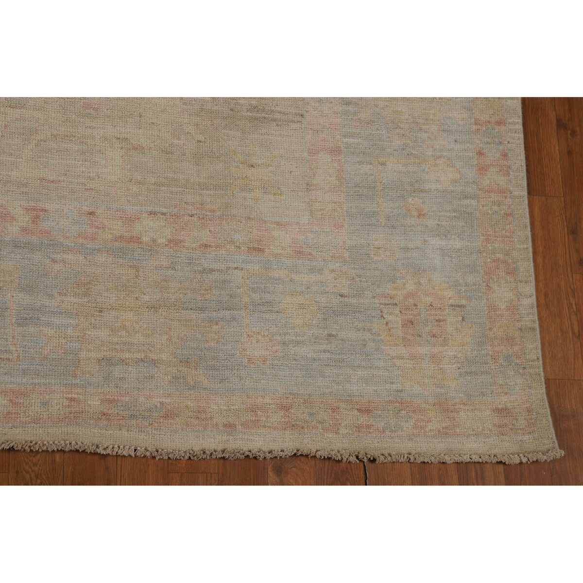 Floral Oushak Turkish Area Rug Handmade Vegetable Dye Wool Carpet - 8'0"x 9'9"