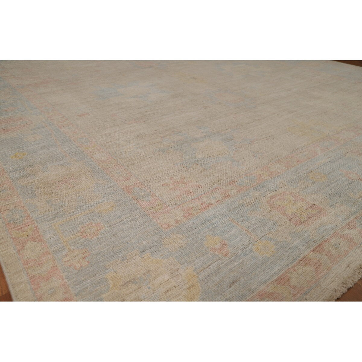 Floral Oushak Turkish Area Rug Handmade Vegetable Dye Wool Carpet - 8'0"x 9'9"